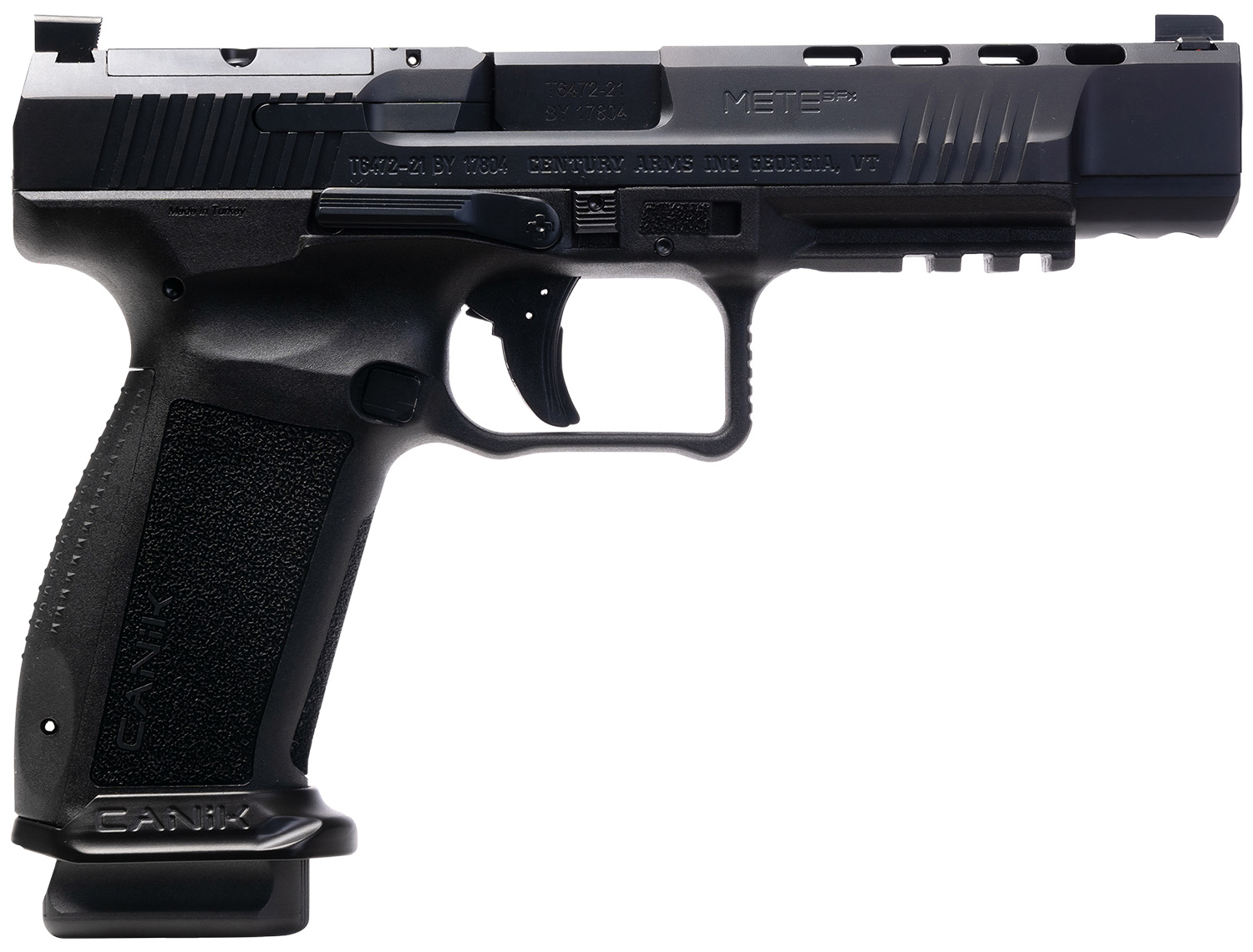 Canik HG6825N Mete SFx  9mm Luger 10+1 5.20" Black Nitride Match Grade Barrel, Black Optic Ready/Serrated Steel Slide, Black Polymer Frame w/Picatinny Rail, Aggressive Texture Grip