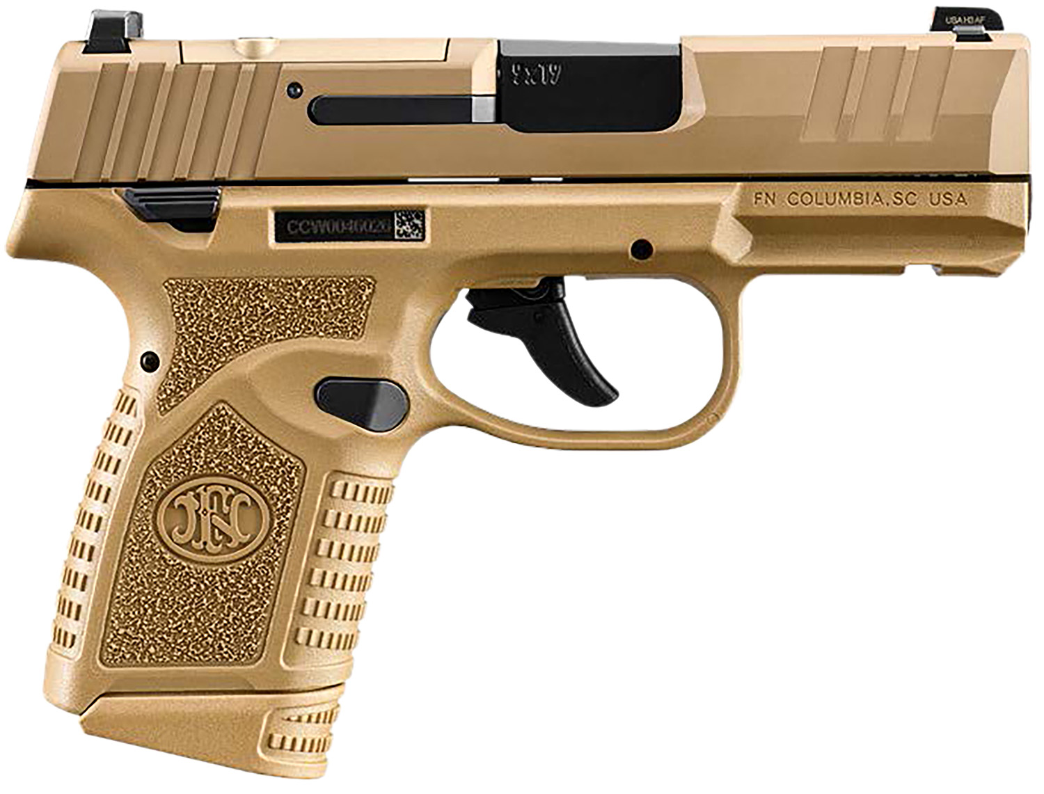 FN 66101419 Reflex MRD 9mm Luger 15+1 11+1 3.30" Micro-Compact Frame Flat Dark Earth PVD Optic Ready/Serrated Steel Slide  w/Picatinny Rail Stippled Grip Ambidextrous