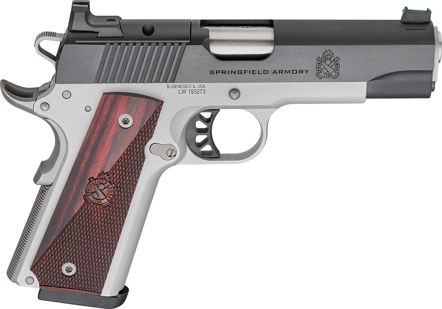 Springfield Armory 1911 Ronin AOS 9MM 4.25" Fiber Optic Blued Satin - Springfield Armory - 9mm