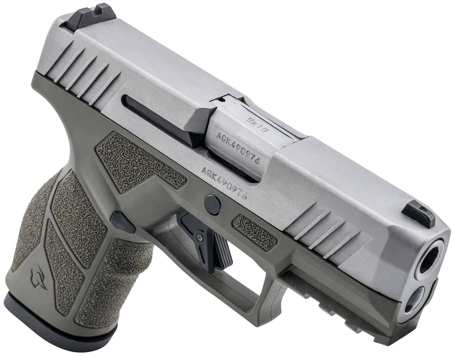 Taurus GX2 OD Green 9mm Compact 13+1 3.37in — Superb Carry Pistol 3 Taurus GX2 OD Green 9mm compact pistol, angled view showing the matte stainless slide over an olive drab polymer frame