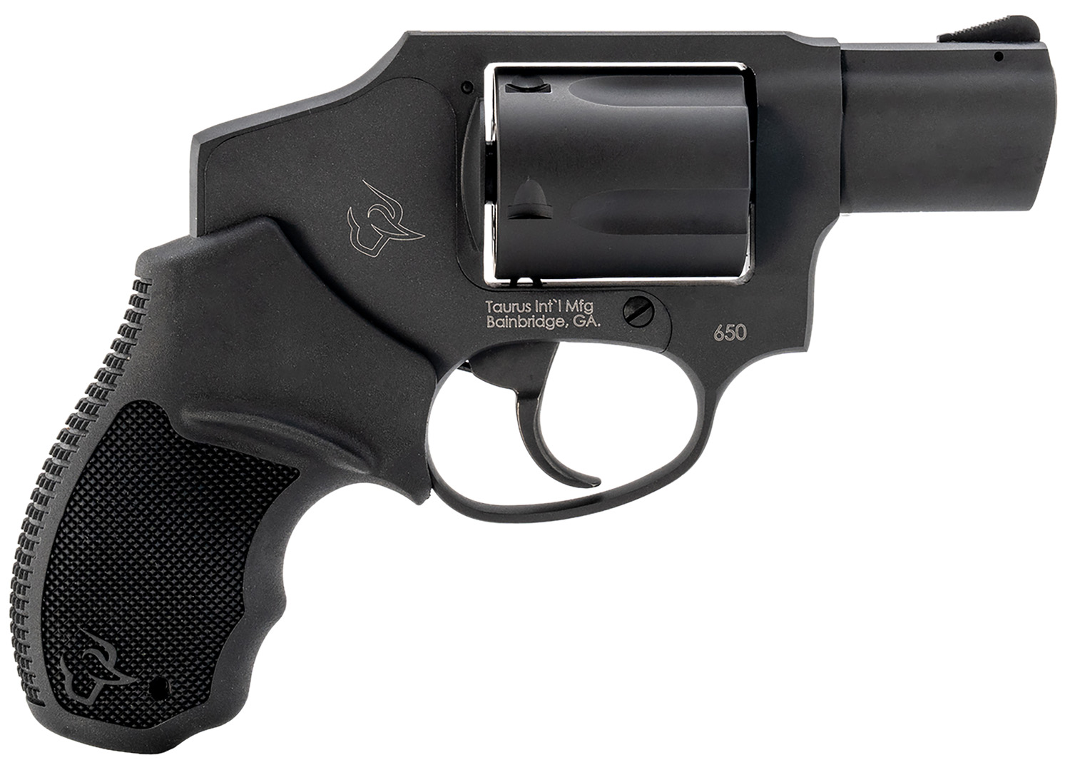 Taurus 2-650121 650  Small 357 Mag/38 Special +P 5 Shot 2 Matte Black Alloy Steel Barrel, Cylinder & Frame, Black Rubber Grip, Transfer Bar Safety, Concealed Hammer