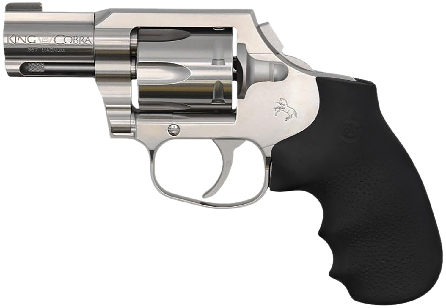 Colt Mfg KCOBRASM2BB King Cobra  Small 357 Mag 6 Shot 2" Matte Stainless Steel Barrel, Cylinder Frame, Black Hogue Overmolded Grips, Concealed Hammer