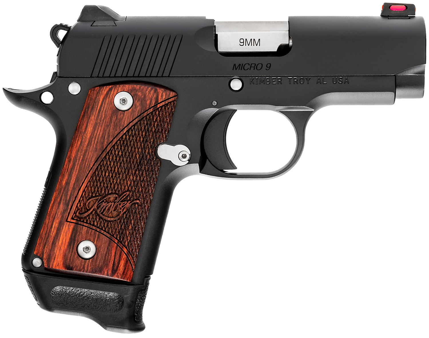 Kimber 3300241 Micro 9 RTC 9mm, 3.1" Black, Rosewood Grips, 2x8rd Mags - Kimber - 9mm