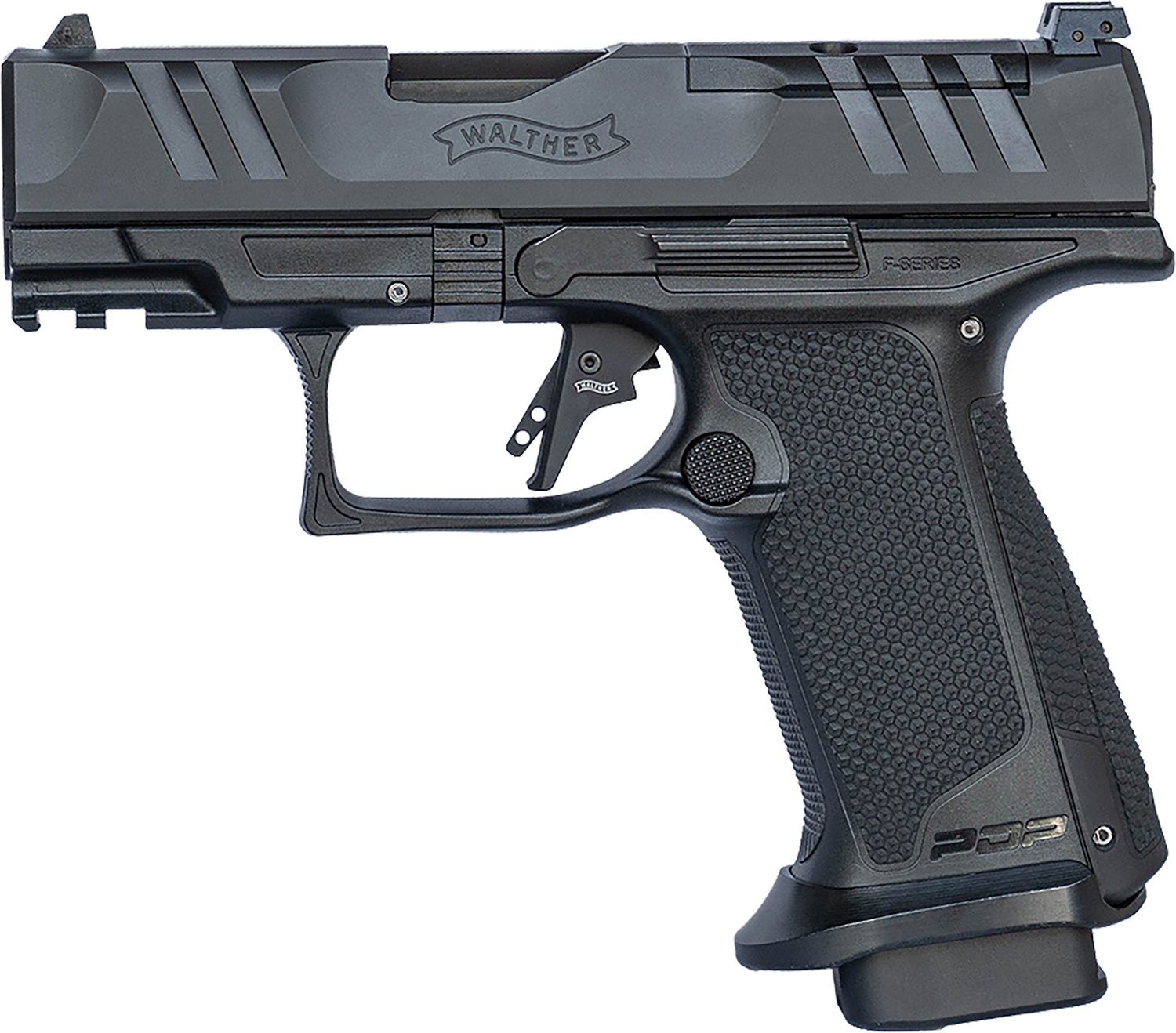 Walther Arms 4796042 PDP F-Series Pro 9mm Luger 18+1 3.50" Black Steel Barrel, Black Serrated/Optic Ready Steel Slide, Black Polymer Frame w/Picatinny Rail, Medium Backstrap Grip