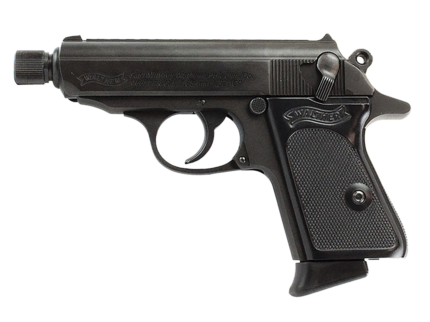 Walther Arms 4796061 PPK  32 ACP 6+1 3.30 Black Steel Threaded Barrel, Black Serrated Steel Slide, Black Steel Frame w/Beavertail Textured, Polymer Grip