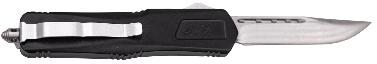 Great Lakes GLFA GLKMDSMTBLK 3.5" OTF Steel Blade Black Aluminum Handle