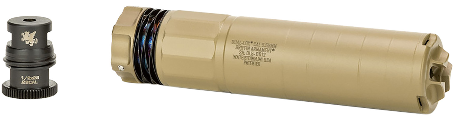 Griffin Armament GADL556FDEW Dual-Lok 22/5.56 Suppressor Flat Dark Earth