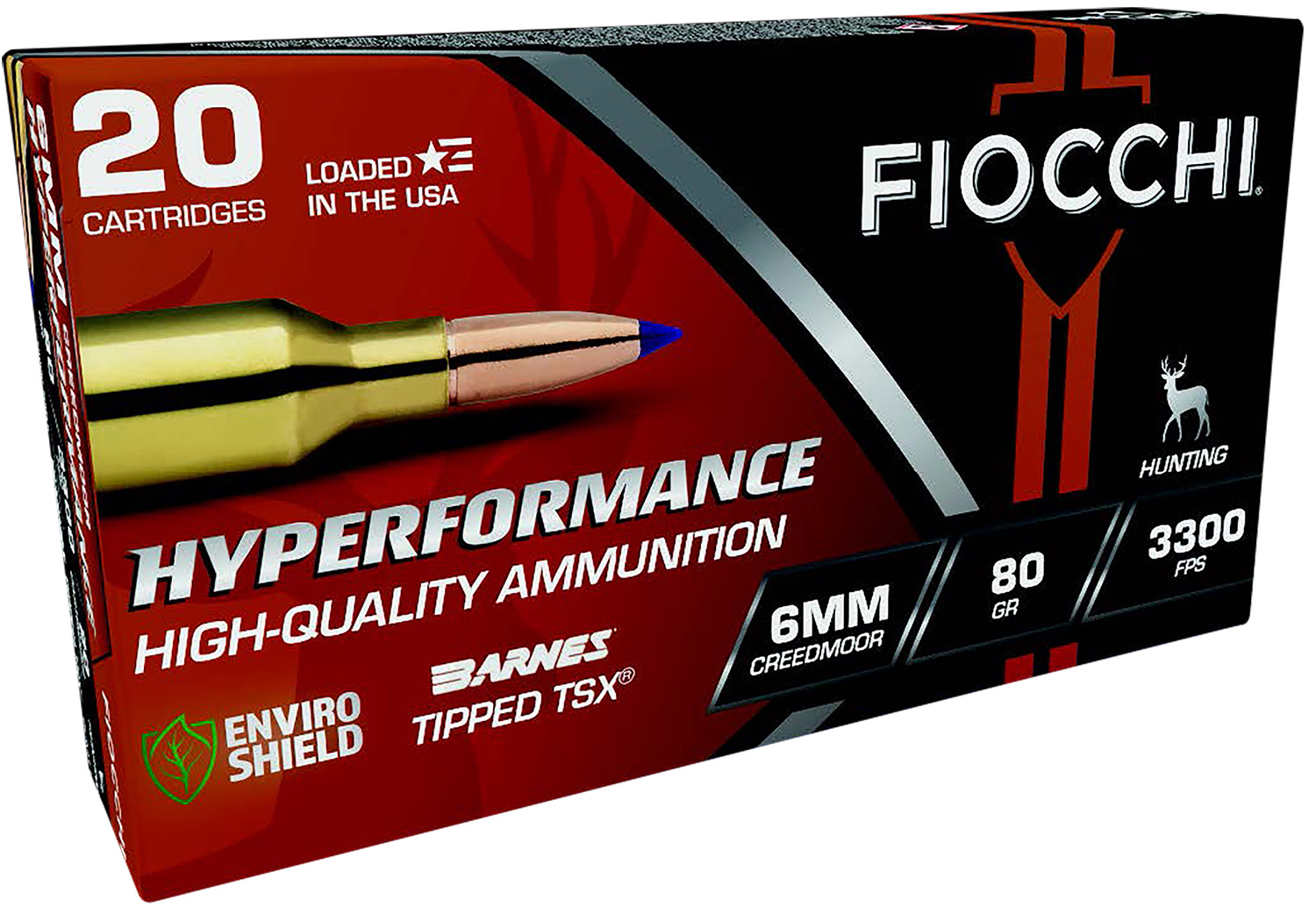 Fiocchi 6CMTT Hyperformance 6mm Creedmoor 80gr Barnes Tipped TSX 20/Box