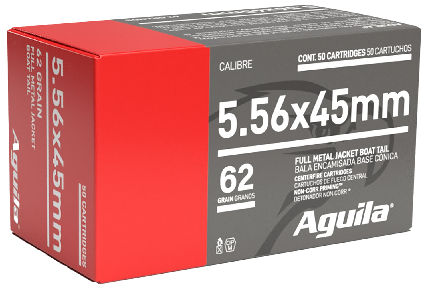 Aguila 1E556110 Target & Range Rifle 5.56x45mm NATO 62gr Full Metal Jacket Boat Tail 50 Per Box/20 Case