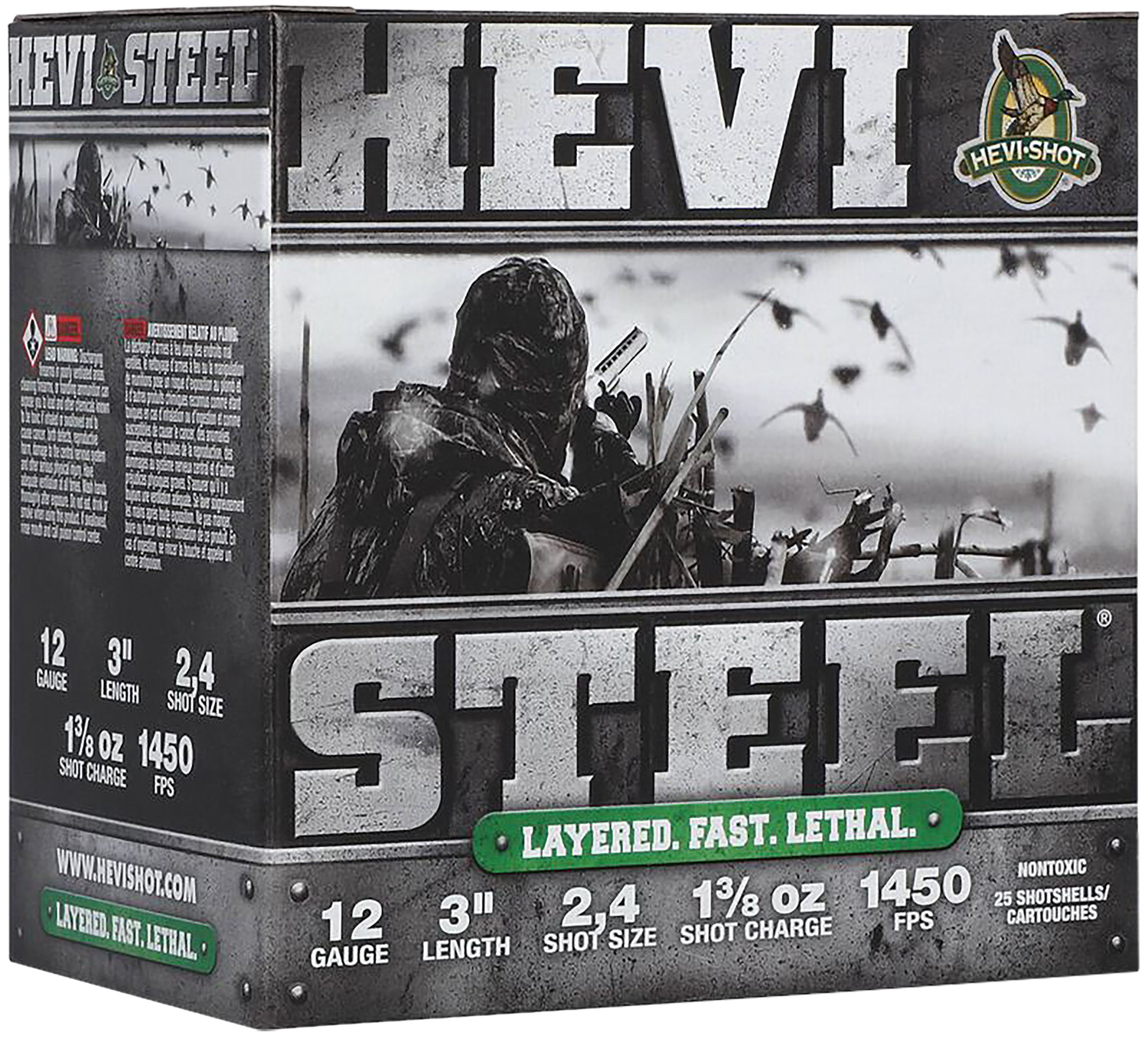 HEVI-Shot HS60024 HEVI-Steel 12Ga 3" 1 3/8oz 2/4Shot 1450fps 25/Box