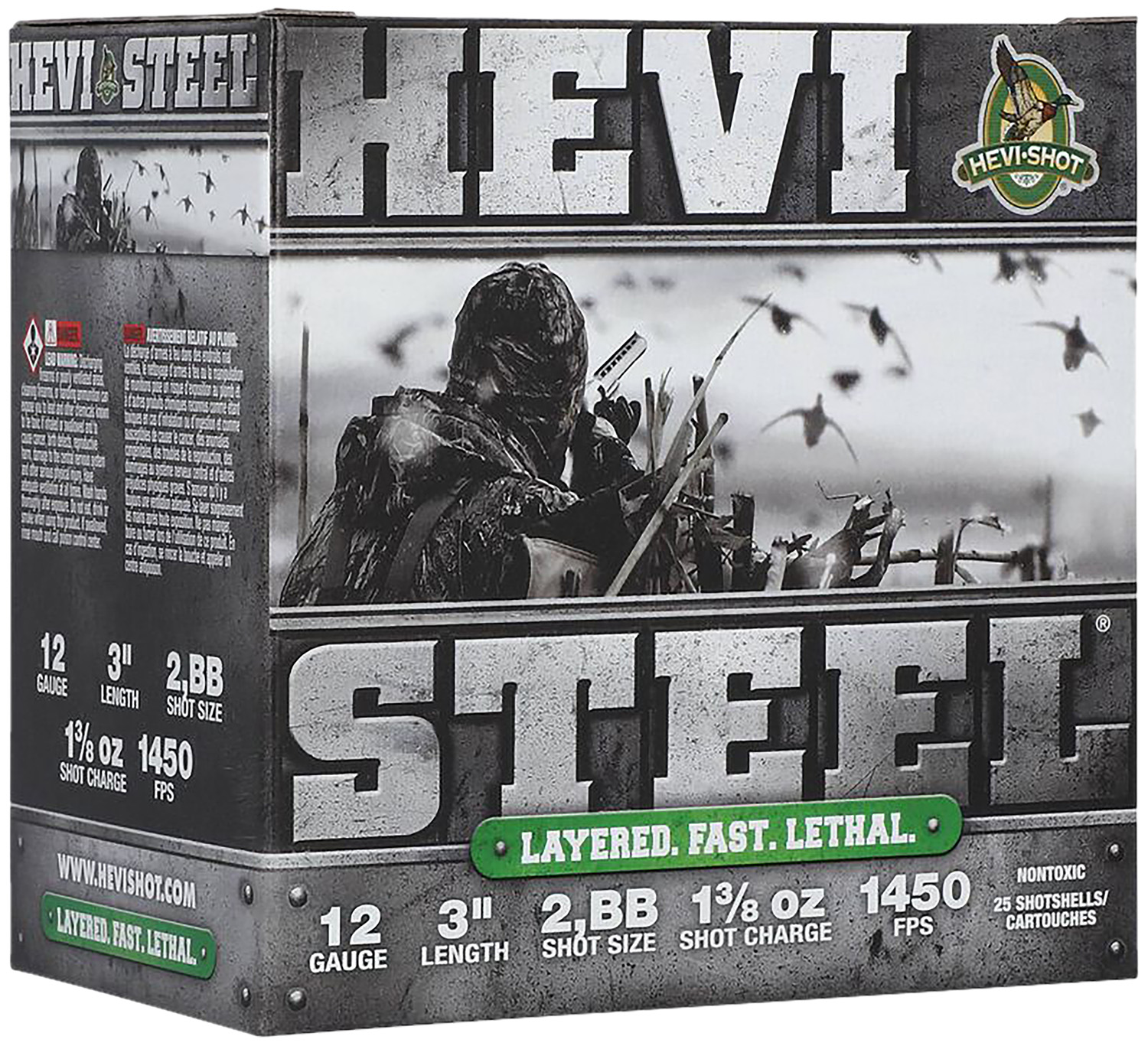 HEVI-Shot HS60288 HEVI-Steel 12Ga 3" 1 3/8oz 2/BB 1450fps 25/Box
