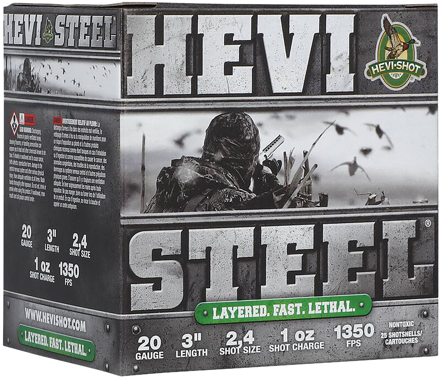 HEVI-Shot HS62024 HEVI-Steel 20Ga 3" 1oz 2/4Shot 1350fps 25/Box