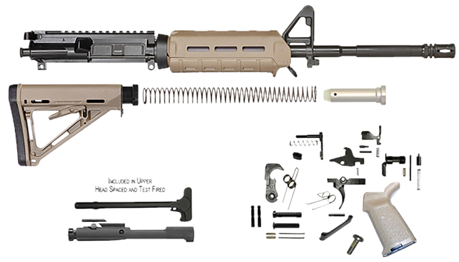 Del-Ton Inc RKT100MLOKDE Rifle Kit 16" Manganese Phosphate Barrel 7075-T6 Aluminum Hard Coat Anodized Receiver