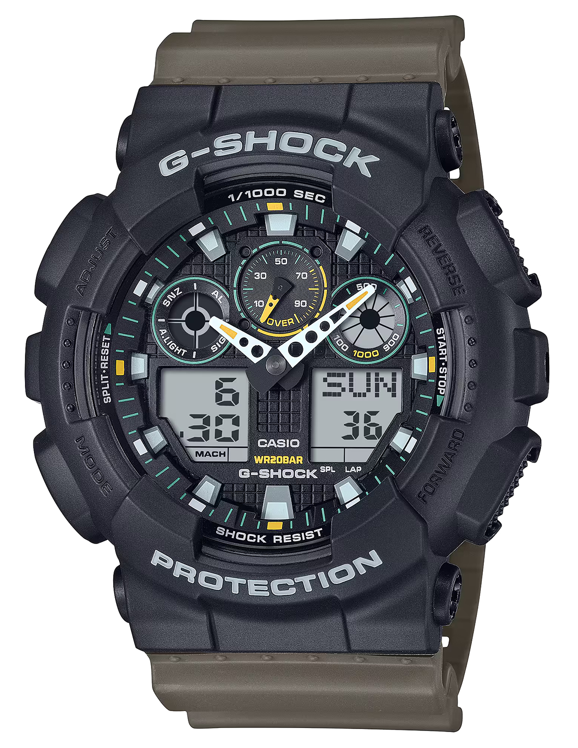 GSHOCK GA100TU1A3CR  ANLG-DIGTL                GRN