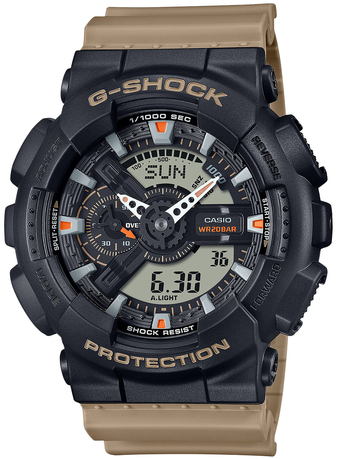 GSHOCK GA110TU1A5CR  ANLG-DIGTL WRLD TIME      TAN