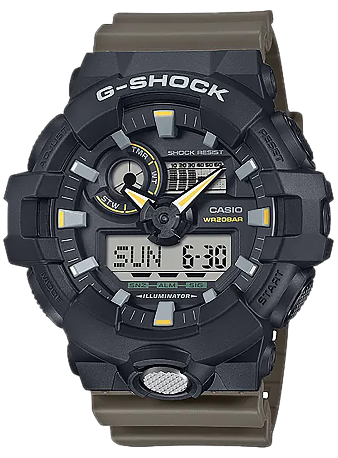 GSHOCK GA710TU1A3CR  ANLG-DIGTL CNTR BUT LGHT  GRN