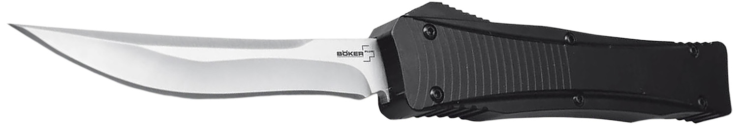 Boker 06EX243   3.35 Plain D2 Steel Blade Black Aluminum Handle