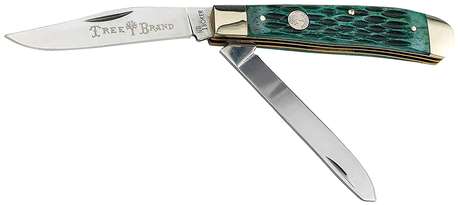 Boker 110831 Trapper 2.0 Clip Point-Spey Plain D2 Steel Blade Green Jigg...