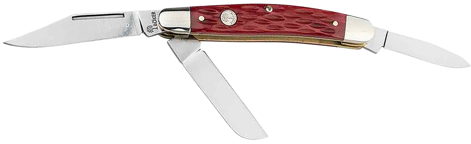 Boker 110855 Stockman D2 Steel Red Jigged Bone Handle Knife