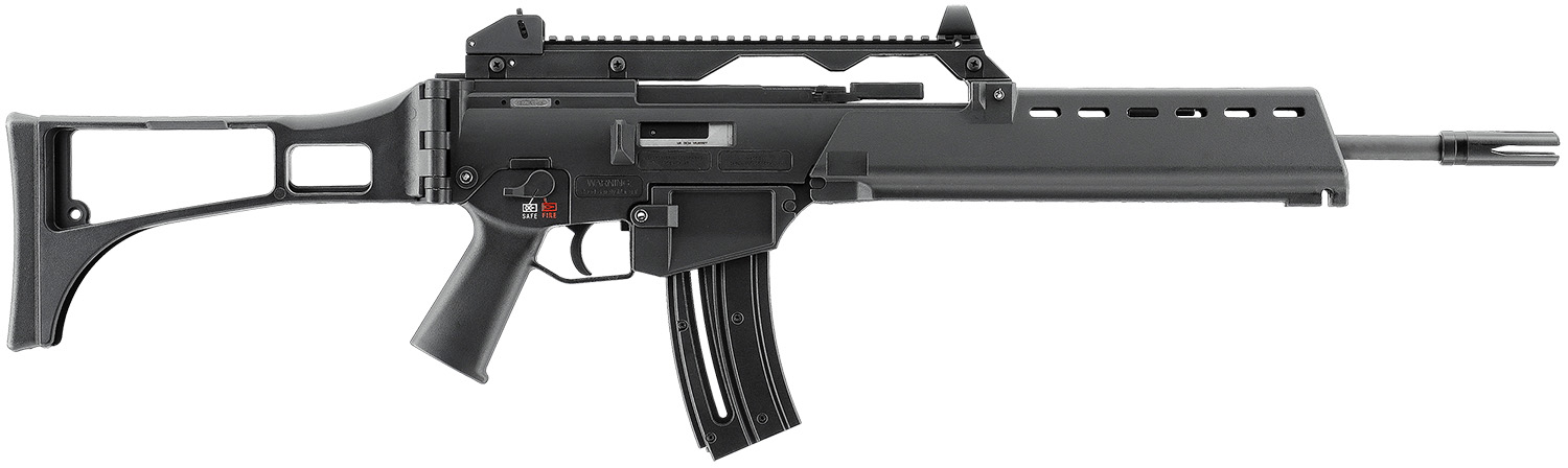 HK 81000995 G36  22 LR 10+1 18.13" Black Barrel w/Flash Suppressor, Black Receiver w/Picatinny Rail, Black Folding Synthetic Stock, Black Polymer Grip