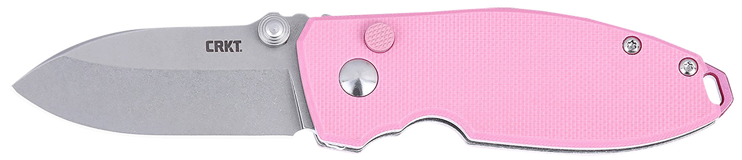 CRKT Squid 2.2" Fine Edge Rose Quartz Stainless Steel Button Lock D2 Knife