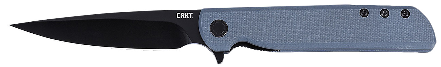 CRKT 3801KN LCK +  3.38 Folding Plain Black Oxide 14C28N Steel Blade, Gray Textured G10 Handle