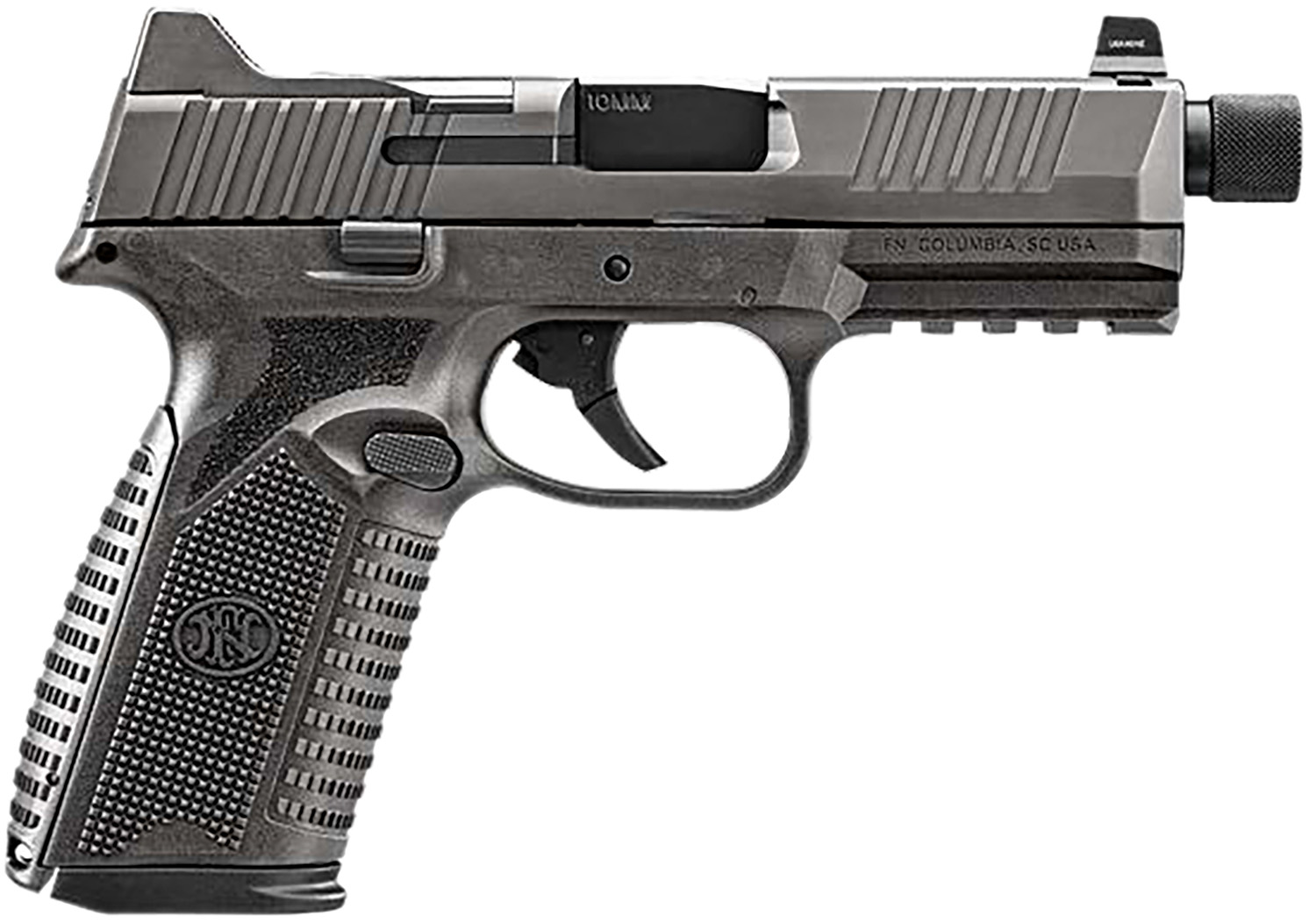 FN 66-101952 510 Tactical 10mm 22+1 4.71" Black Steel Threaded Barrel, Gray PVD Optic Cut/Serrated Stainless Steel Slide & Polymer Frame w/Picatinny Rail, Interchangeable Backstrap Grip