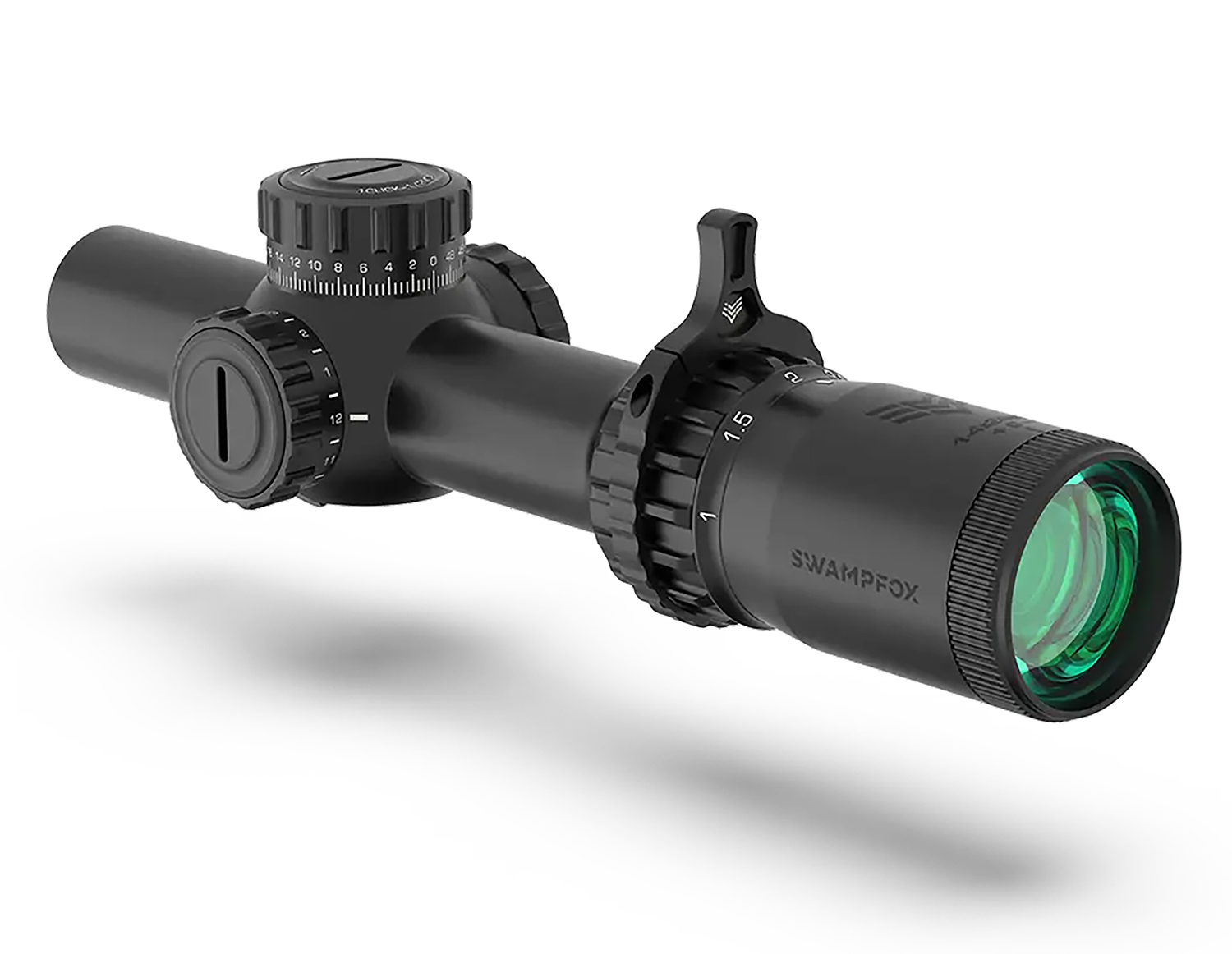 Swampfox Optics THK14241Rf Tomahawk II Black 1-4X 24mm 30mm Tube Bright Fiber Optic Red Reticle