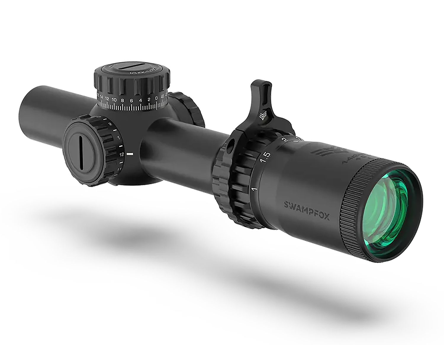 Swampfox Optics THK16241GF Tomahawk II Black 1-6X 24mm 30mm Tube Bright Fiber Optic Green Reticle