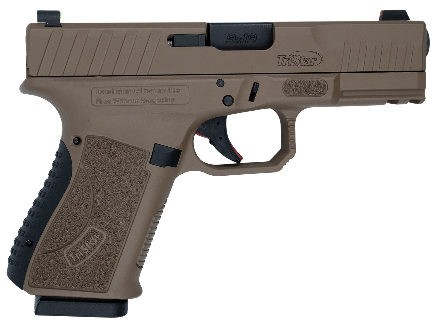 TriStar 85772 Apoc  9mm Luger 15+1 4.02 Black Steel Barrel, Flat Dark Earth Cerakote Serrated Steel Slide & Polymer Frame w/Accessory Rail, Textured Grip