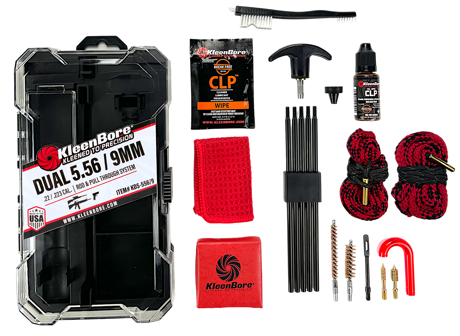 KleenBore KDS556/9 Dual System Cleaning Kit 5.56/22/223 w/ Rod Rope Pull