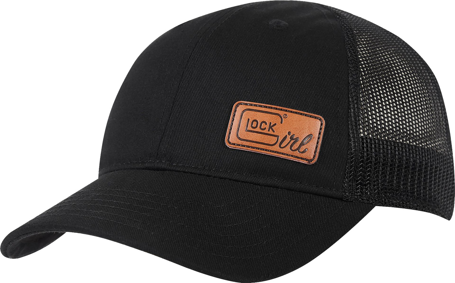 Glock AP96239 Ponytail Hat  Black Leather Glock Girl Patch