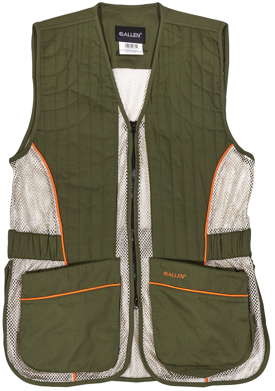 Allen 22611 Ace Shooting Vest M/L Olive/Tan Padded Shoulder Zipper