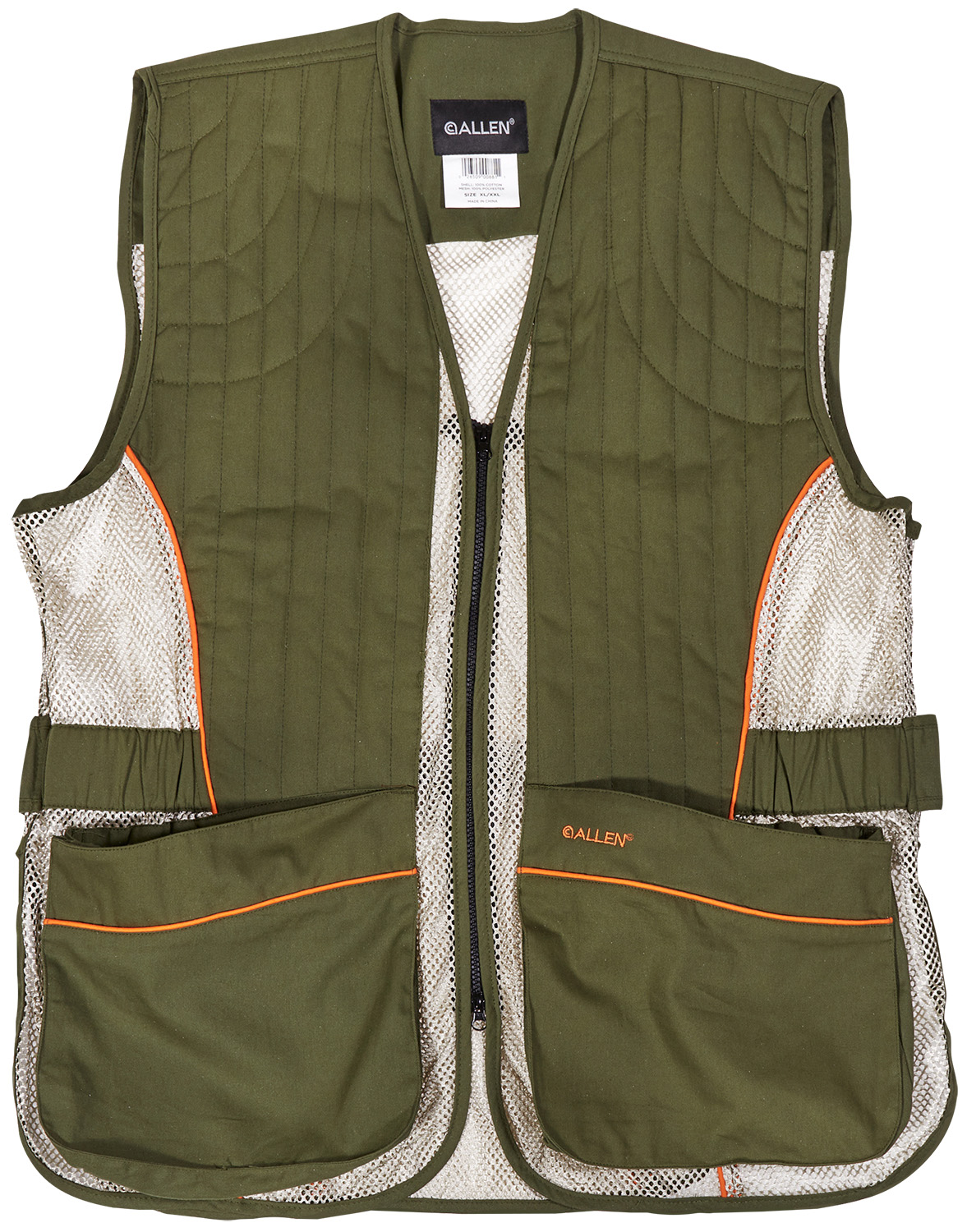 Allen 22612 Ace Shooting Vest XL/XXL Olive/Tan Zippered Mesh Back - Allen Company
