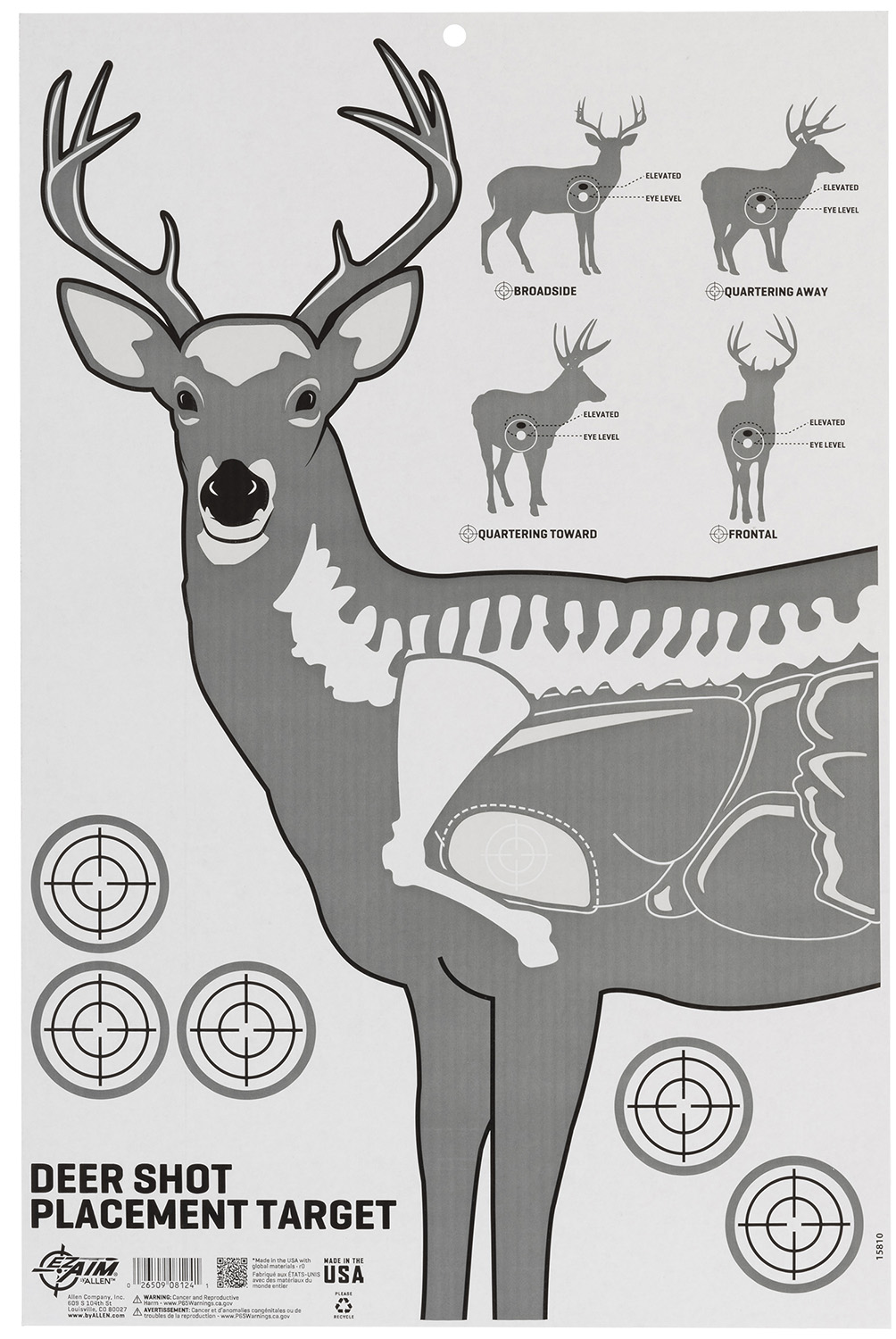 Allen 15810 Deer Vitals Corrugated Target Hanging Paper 23 x 35