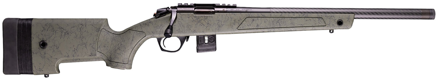 Bergara Rifles BMR010 BMR-X Carbon Fiber 22 WMR 10+1 18" Carbon Fiber Threaded Barrel, Black Cerakote Picatinny Rail Steel Receiver, Adj LOP Black w/Green Webbing Synthetic Stock