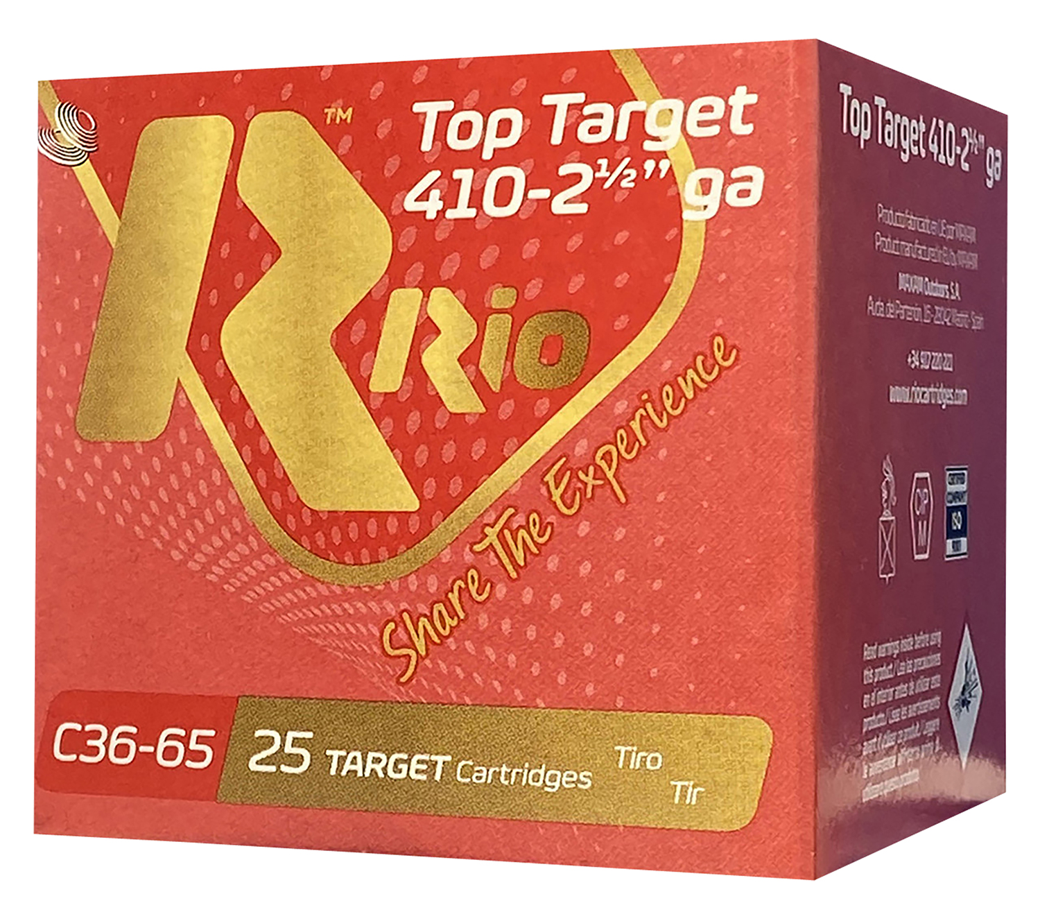 Rio Ammunition RC369 Top Target 410Gauge 2.50” 9Shot 25 Per Box/10 Case