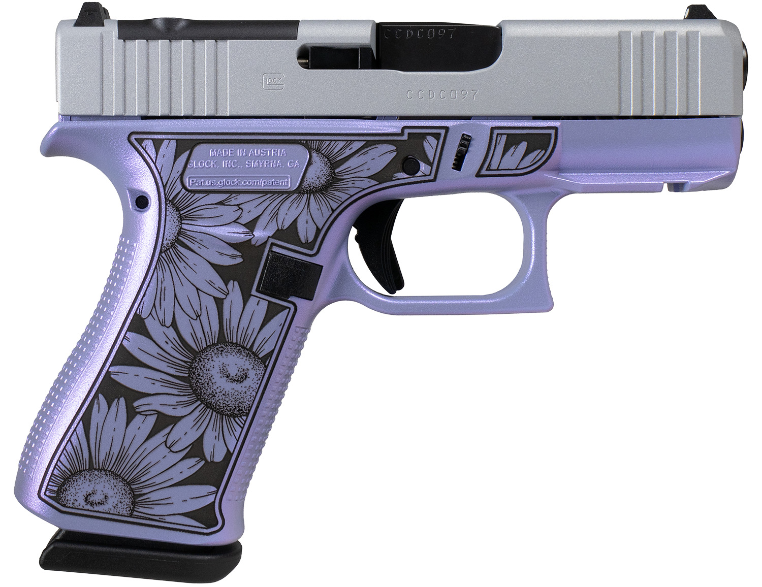 Glock UX4350204FRMOSNDAISYPURC 43X 9mm 10+1 Purple Cerakote Daisy Engraving