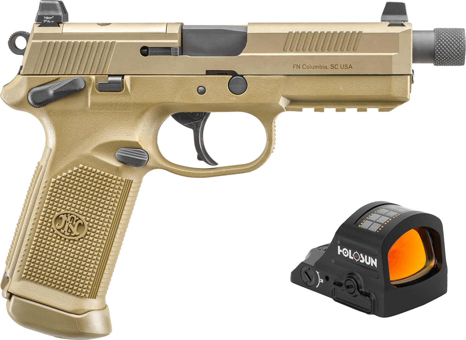 FN FNX-45T .45 ACP 5.3in 15rd FDE Semi-Auto Pistol w/Holosun 407C 66102270