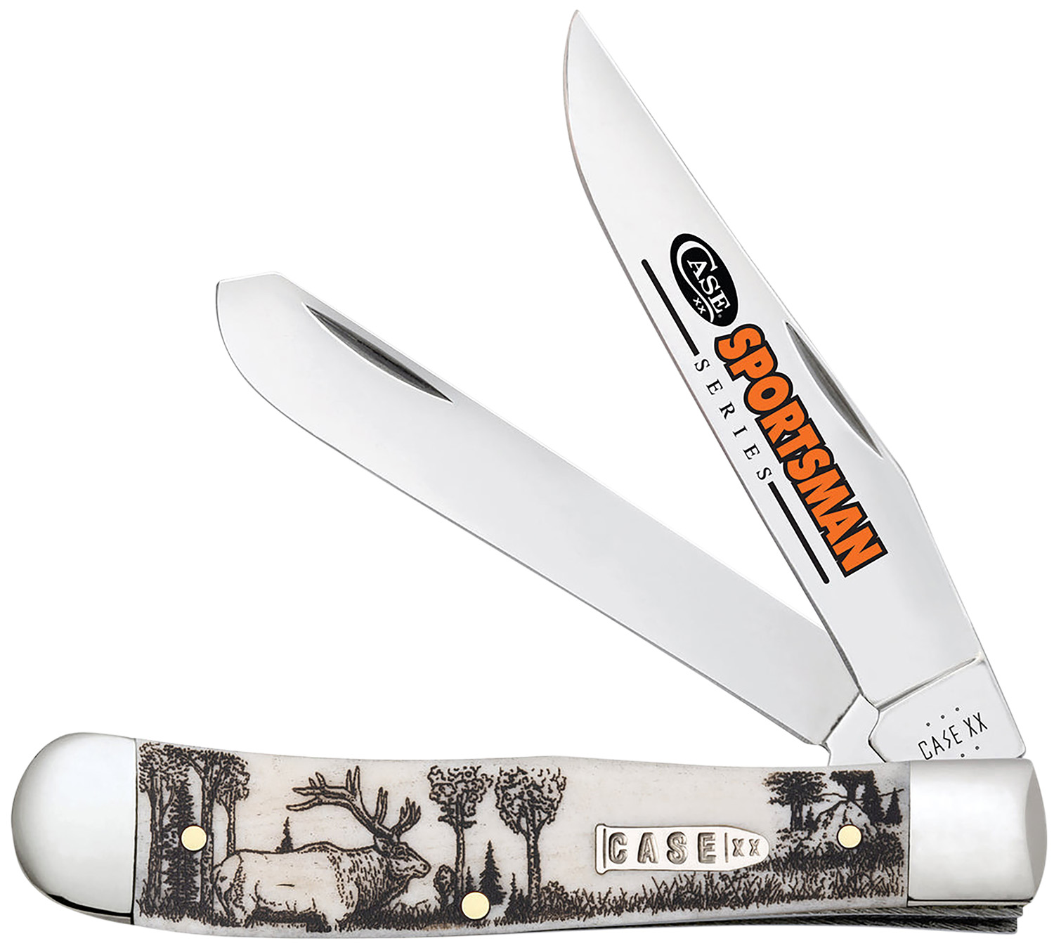 Case 81222 Trapper Folding Knife, Tru-Sharp SS, Elk Bone Handle