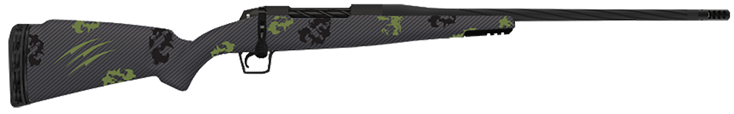 Fierce Firearms TWROG7PRC24BF Twisted Rogue 7mm PRC 24" Black Cerakote Steel Threaded Barrel, Black Cerakote Drilled & Tapped Steel Receiver, LR Negative Comb Forest Camo Carbon Fiber Stock