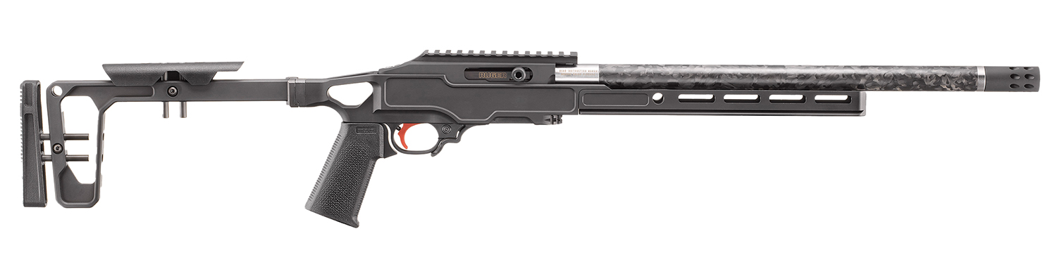 Ruger 31227 10/22 Competition 22 LR 10+1 16.10" Clear Satin Stainless Steel/w/Carbon Fiber Sleeve Threaded Barrel, Black Anodized Picatinny Rail Aluminum Receiver, Arca Swiss/M-LOK Compatible Forend,