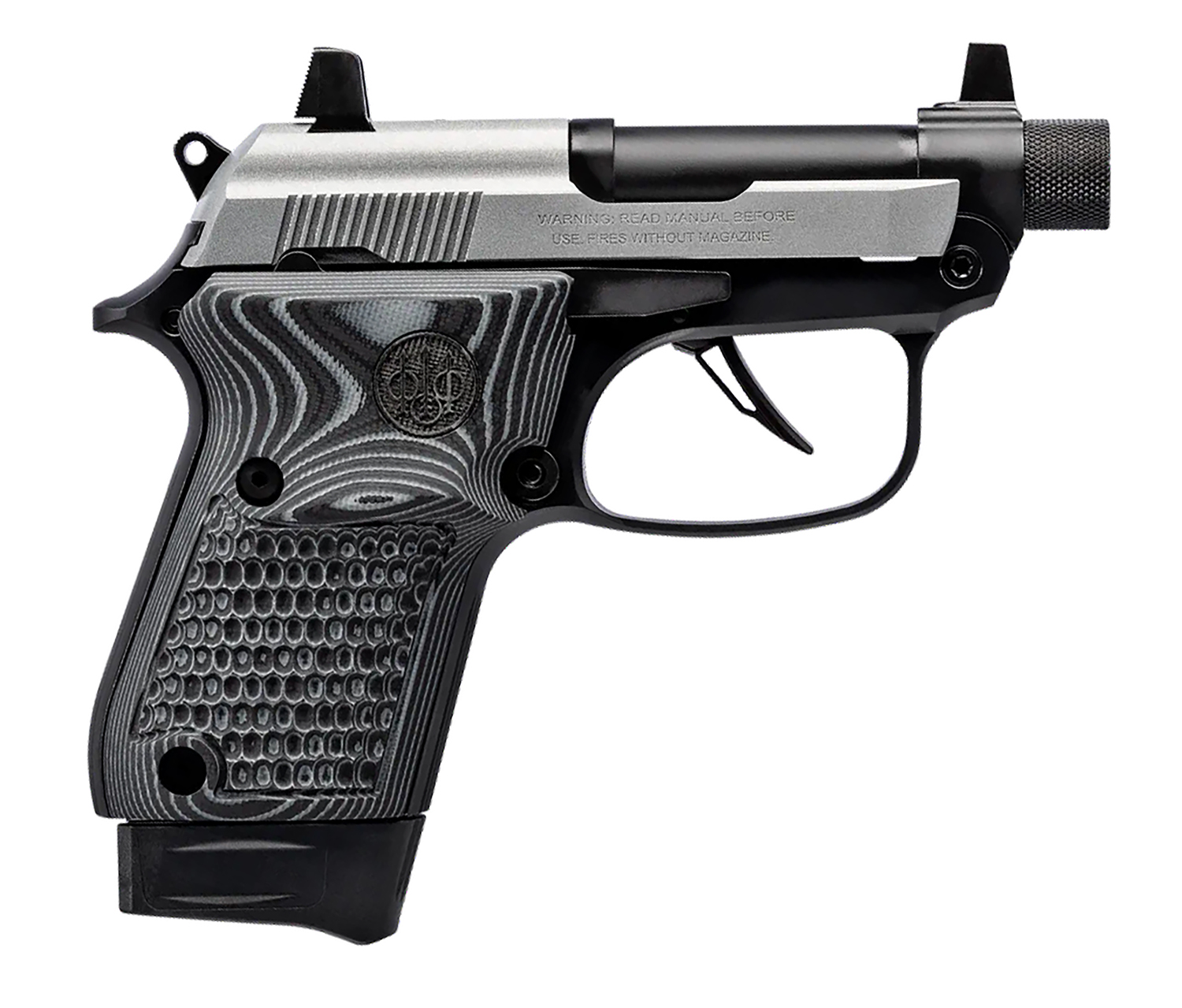 Beretta USA J20X22R8M3 20X Bobcat Bug Out Bag Micro Frame 22 LR 8+1 2.80" Black Threaded Tip-Up Barrel, Inox ELS/Serrated Slide, Black Polymer Frame w/Beavertail, Helica Texture Grip