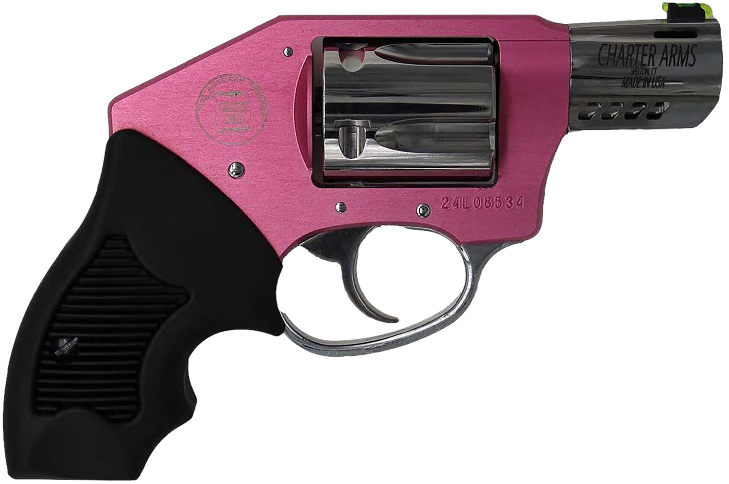 Charter Arms 53812 .380 ACP Revolver 2" Pink Stainless 5rd HiViz Sight - CHA - 380 ACP