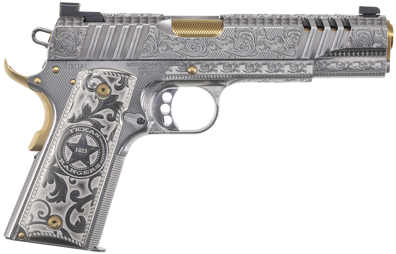 Auto-Ordnance 1911TCAC17 Texas Ranger Special Edition 45 ACP 7+1 5 Gold Plated PVD