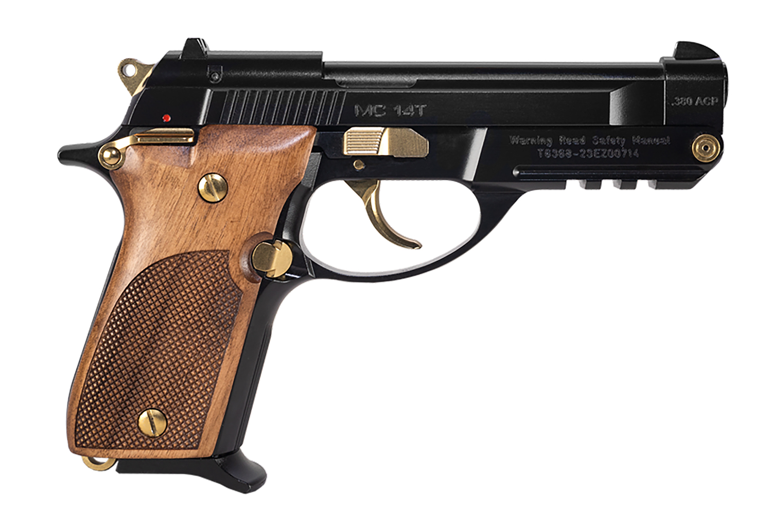 EAA Girsan MC 14T Tip-Up 380 ACP 4.5in 13rd Black Gloss/Gold Pistol 390875 - European American Armory - 380 ACP