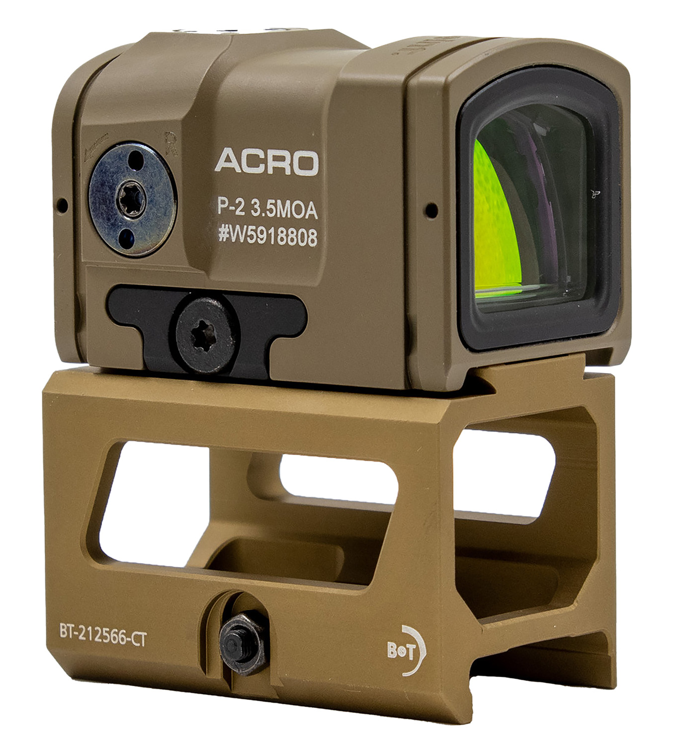 B&T Firearms AP-200777-FDE-M Aimpoint ACRO P-2  Flat Dark Earth 1x 3.5 MOA Red Dot Reticle