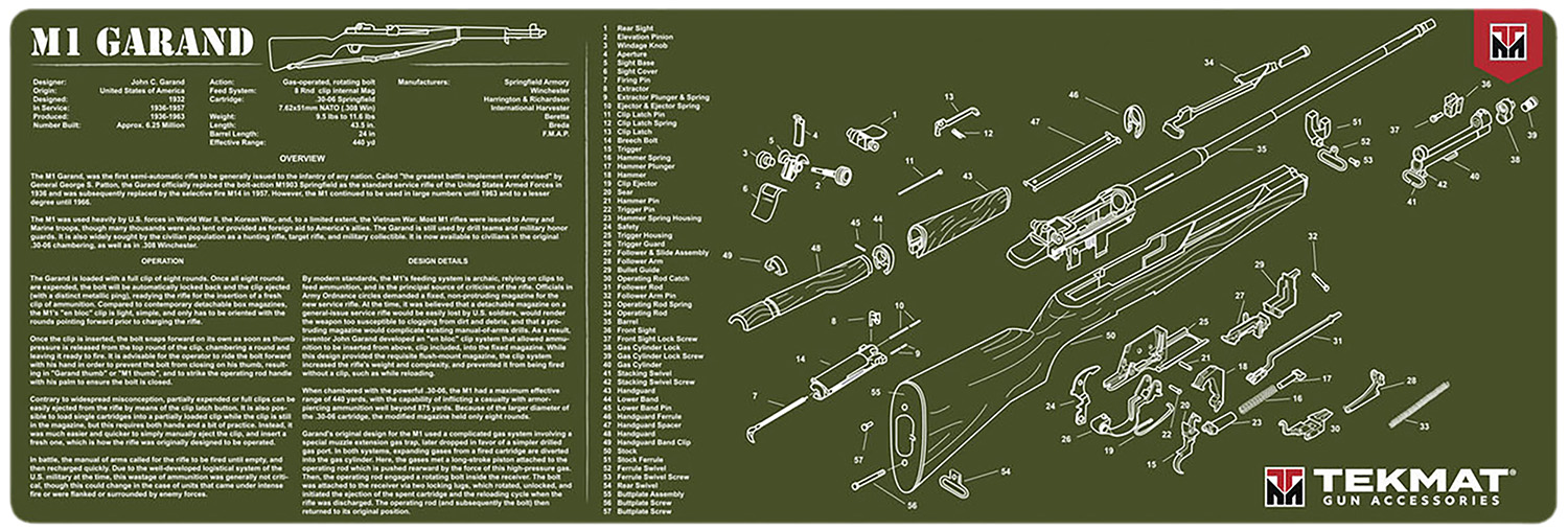 TekMat TEKR36M1GARAND-OD M1 Garand Cleaning Mat OD Green Rubber 12" X 36"