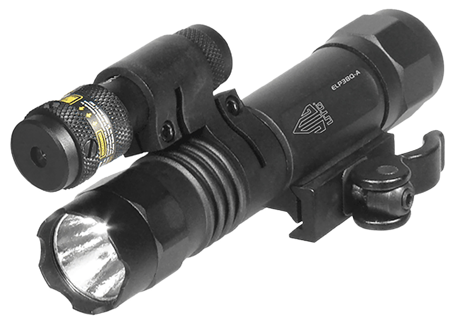 Leapers, Inc. - UTG Accushot, Flashlight, Fits Picatinny, LED Weapon Flashlight with Adjustable Red Laser, 400 Lumen, with Quick Detach Mount, Black Finish LT-ELP38Q-A