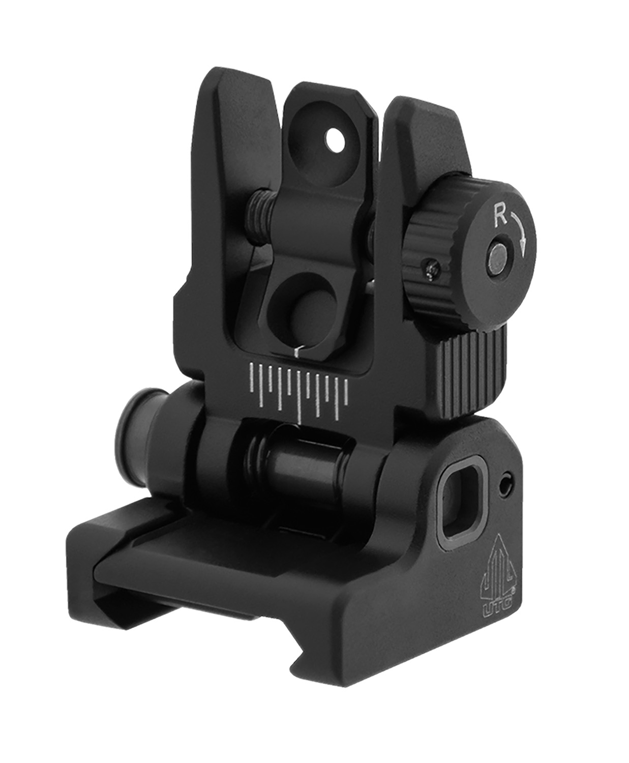 UTG MNT957 ACCU-SYNC AR-15 Flip-Up Rear Sight Matte Black - Leapers - ALUMINUM/STEEL